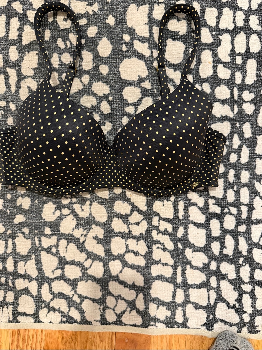 Black and Gold Polka Dot T-Shirt Bra